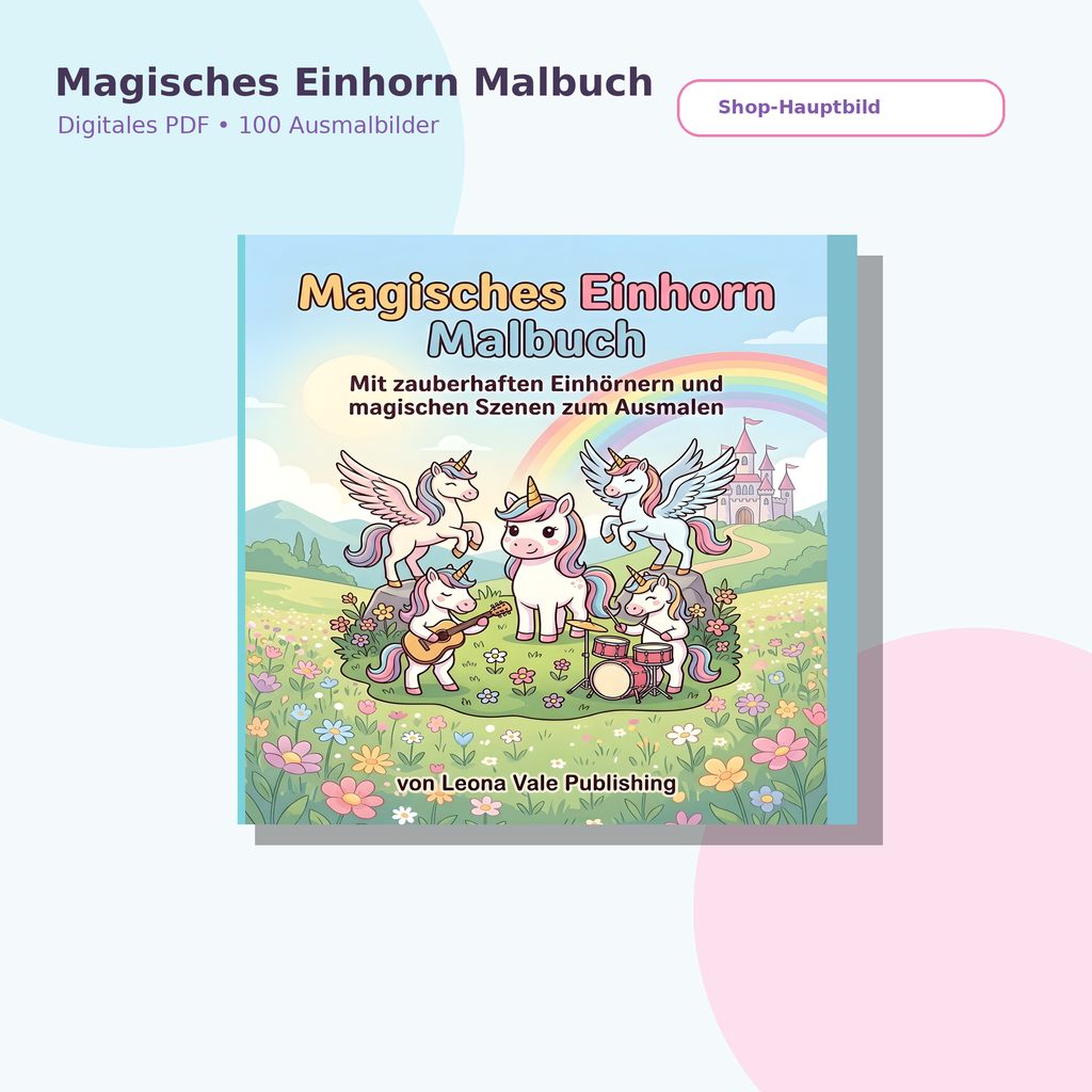 Einhorn Malbuch für Kinder – Magische Ausmalbilder als PDF