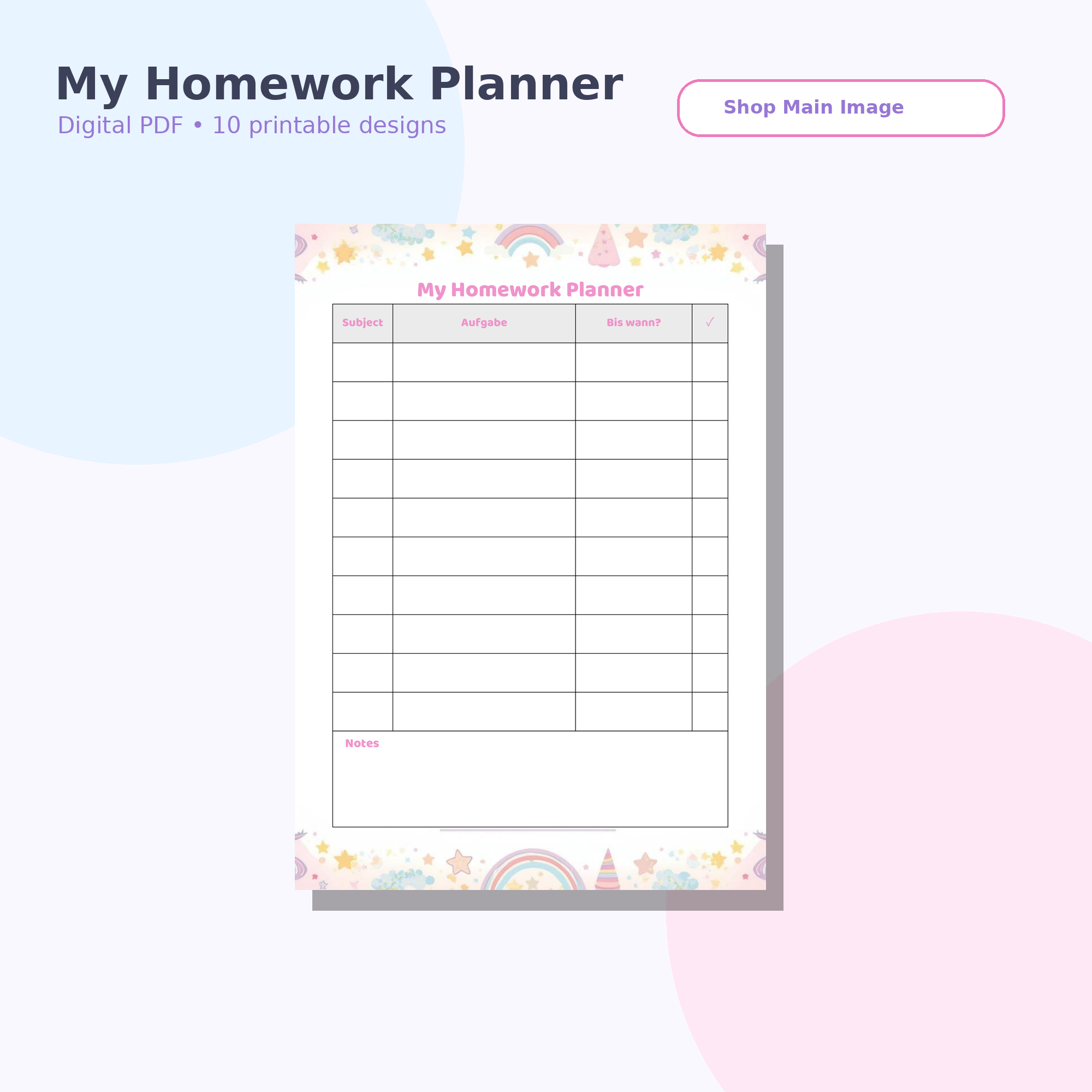 Homework Planner for Kids – 10 Printable Templates PDF