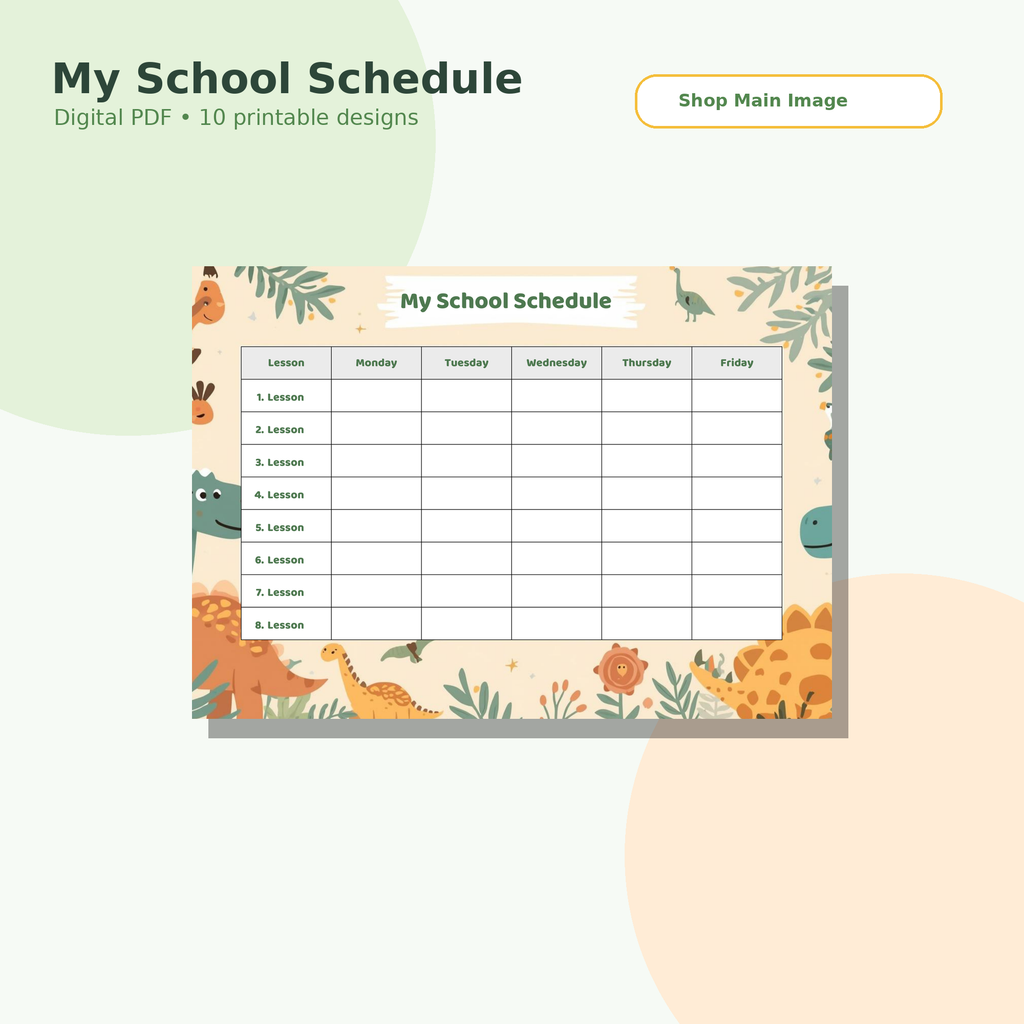 School Timetable for Kids – 10 Printable Templates PDF