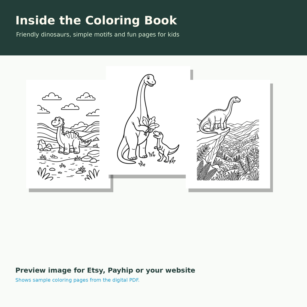 Dinosaur Coloring Book for Kids – Printable PDF