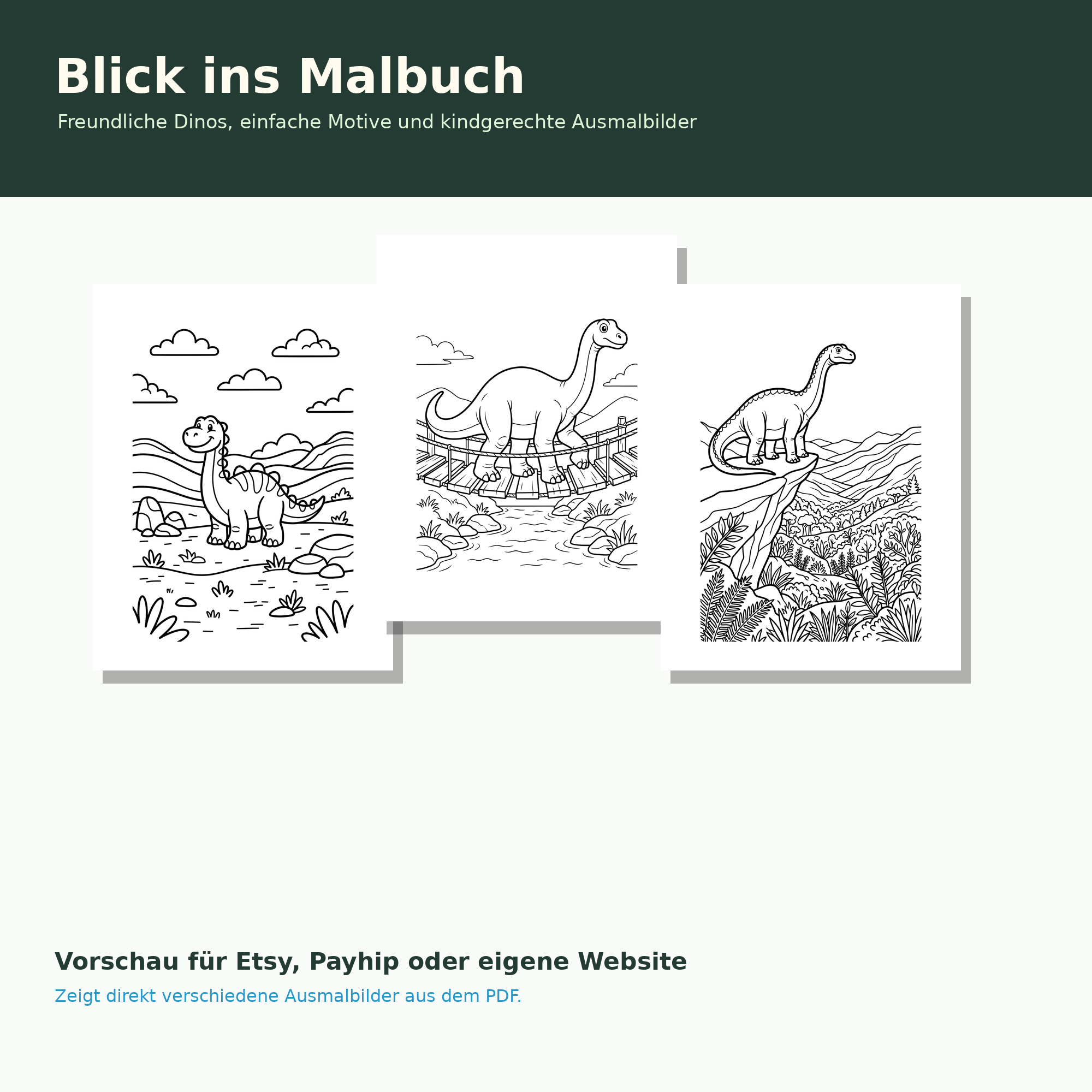 Dino Malbuch für Kinder – Ausmalbilder als PDF