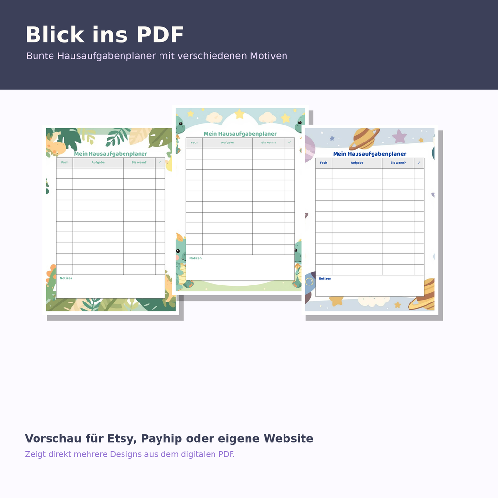 Hausaufgabenplaner für Kinder – 10 druckbare Vorlagen als PDF