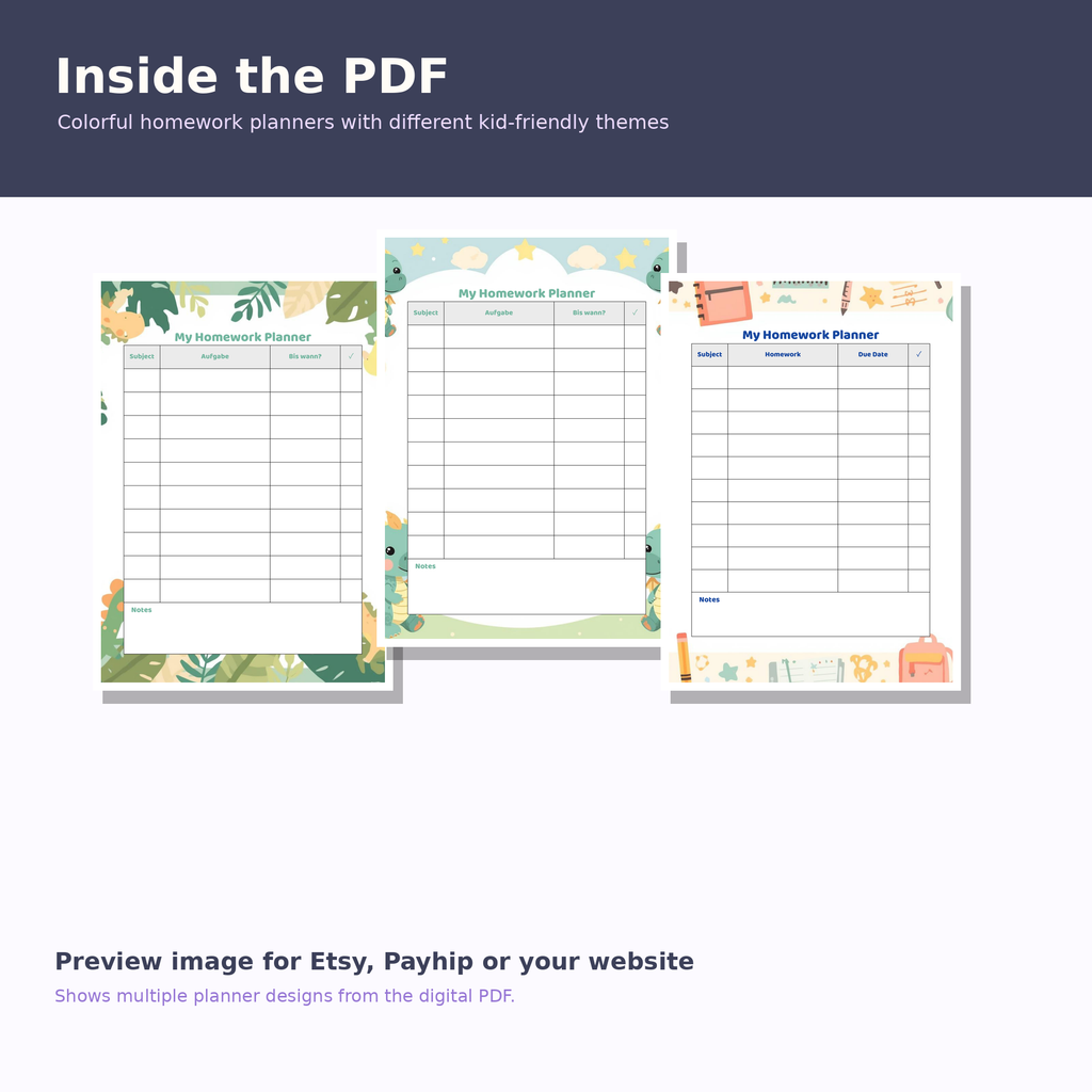 Homework Planner for Kids – 10 Printable Templates PDF