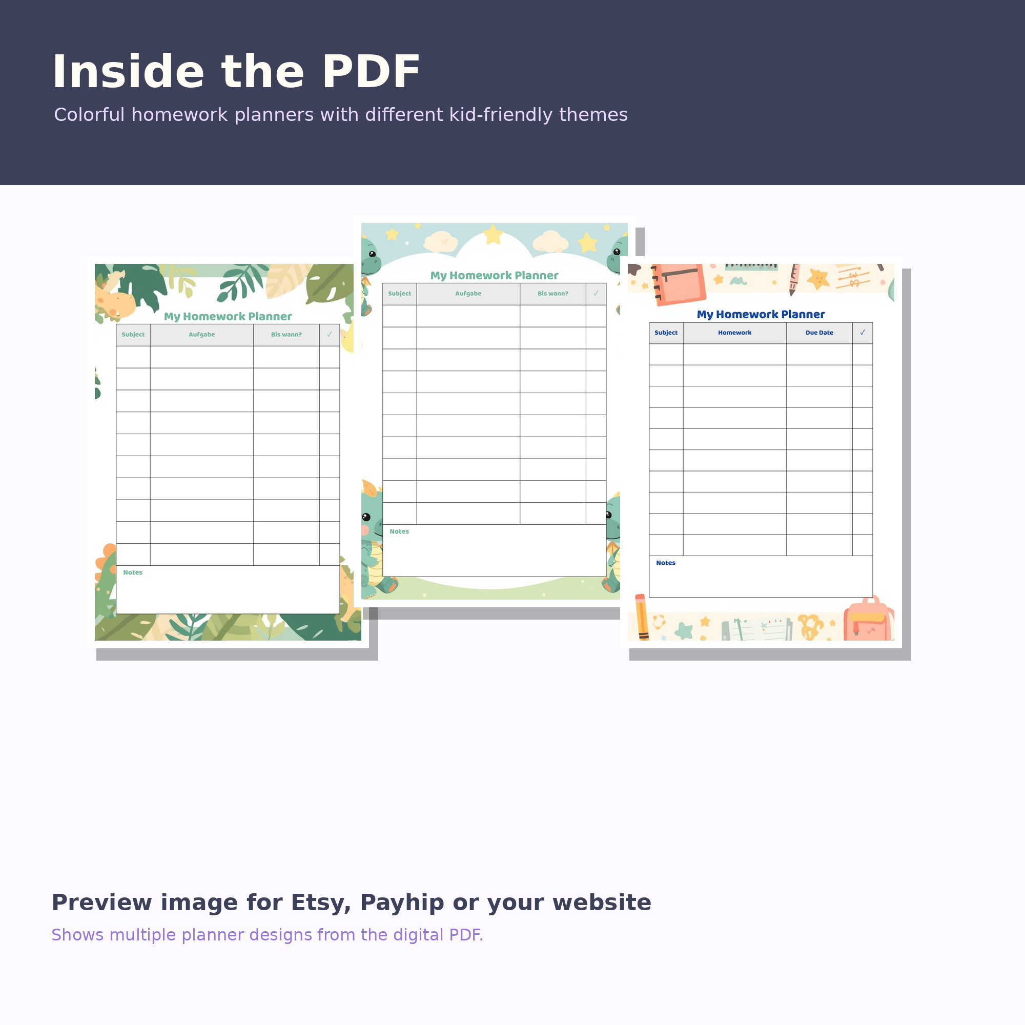 Homework Planner for Kids – 10 Printable Templates PDF
