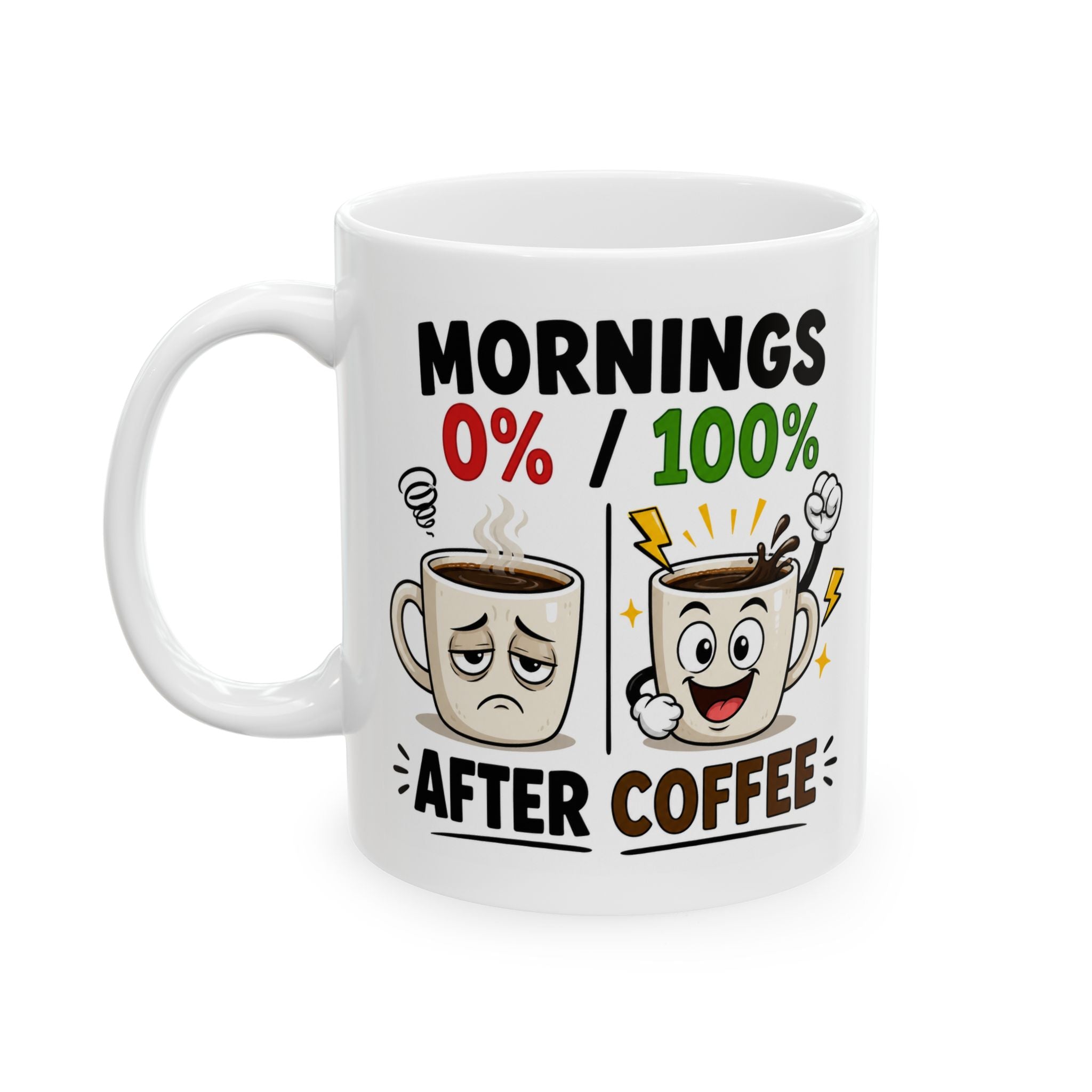 Mornings 0% Coffee 100% Mug – Funny Coffee Cup